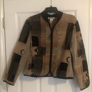Dress Barn Multicolor Patchwork Bomber Jacket